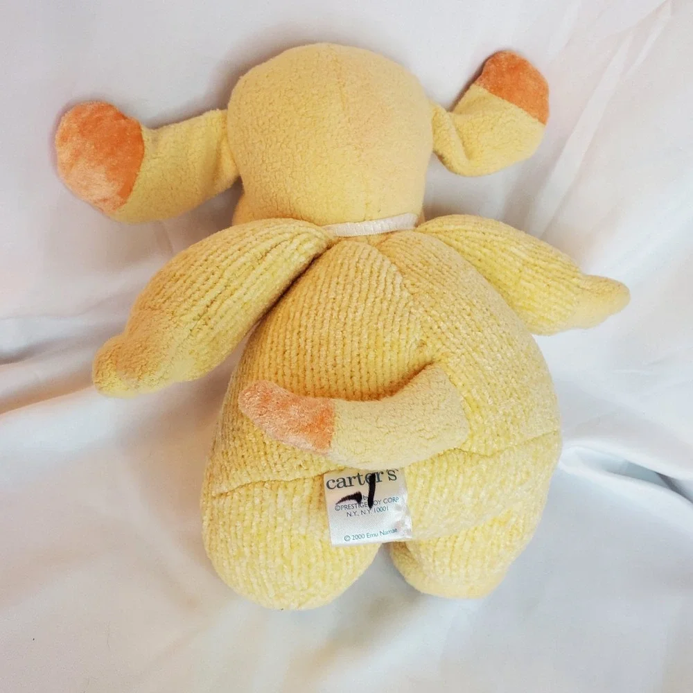 Carters Emu Namae Going Home Yellow Plush Puppy Dog‎ Baby Rattle Vintage 2000